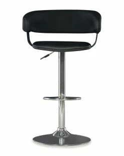 Discount π― Powell Black Faux Leather Barrel & Chrome Adjustable Bar Stool Home Dining Chairs & Stools π₯