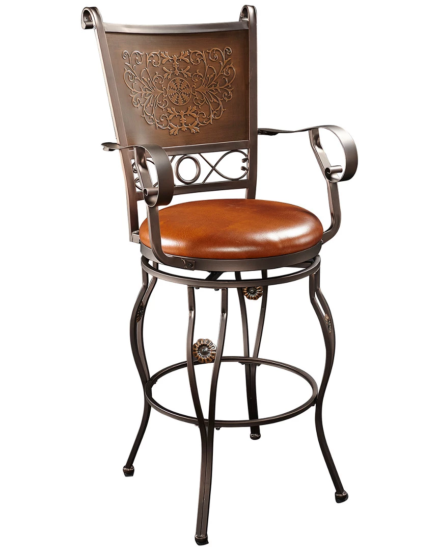 Deals π Powell Milo Big & Tall Copper Stamped Back Barstool With Arms Home Dining Chairs & Stools β - Image 2