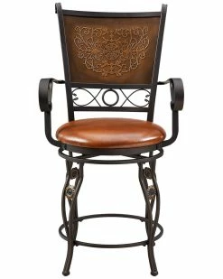 Promo 𧨠Powell Milo Big & Tall Copper Stamped Back Counter Stool With Arms Home Dining Chairs & Stools π
