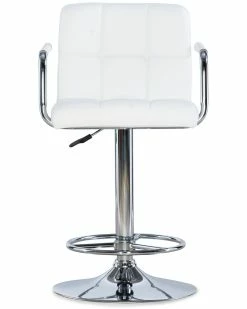 Deals π Powell Jasper White And Chrome Quilted Barstool Home Dining Chairs & Stools π