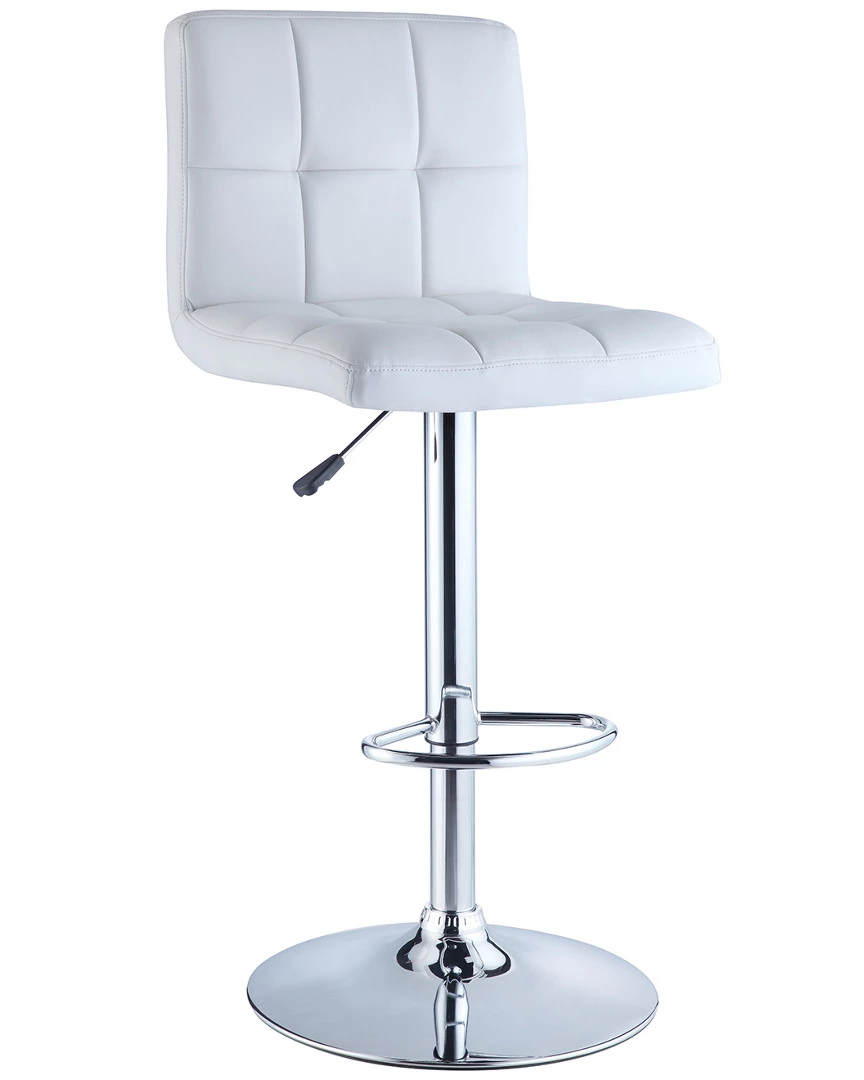 Best Pirce βοΈ Powell White Quilted Faux Leather & Chrome Adjustable Bar Stool Home Dining Chairs & Stools βοΈ