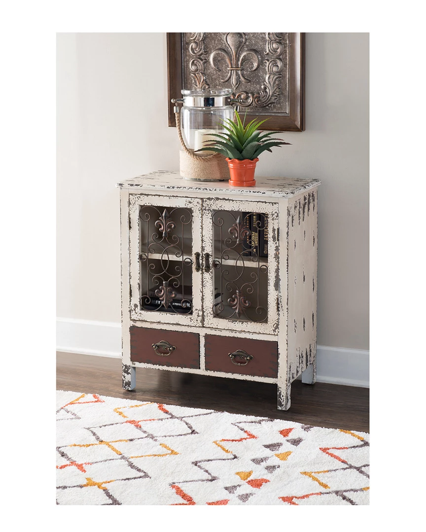 Budget π₯° Powell Hartford Antiqued White 2-Door, 2-Drawer Console Home TV Stands & Consoles π - Image 2